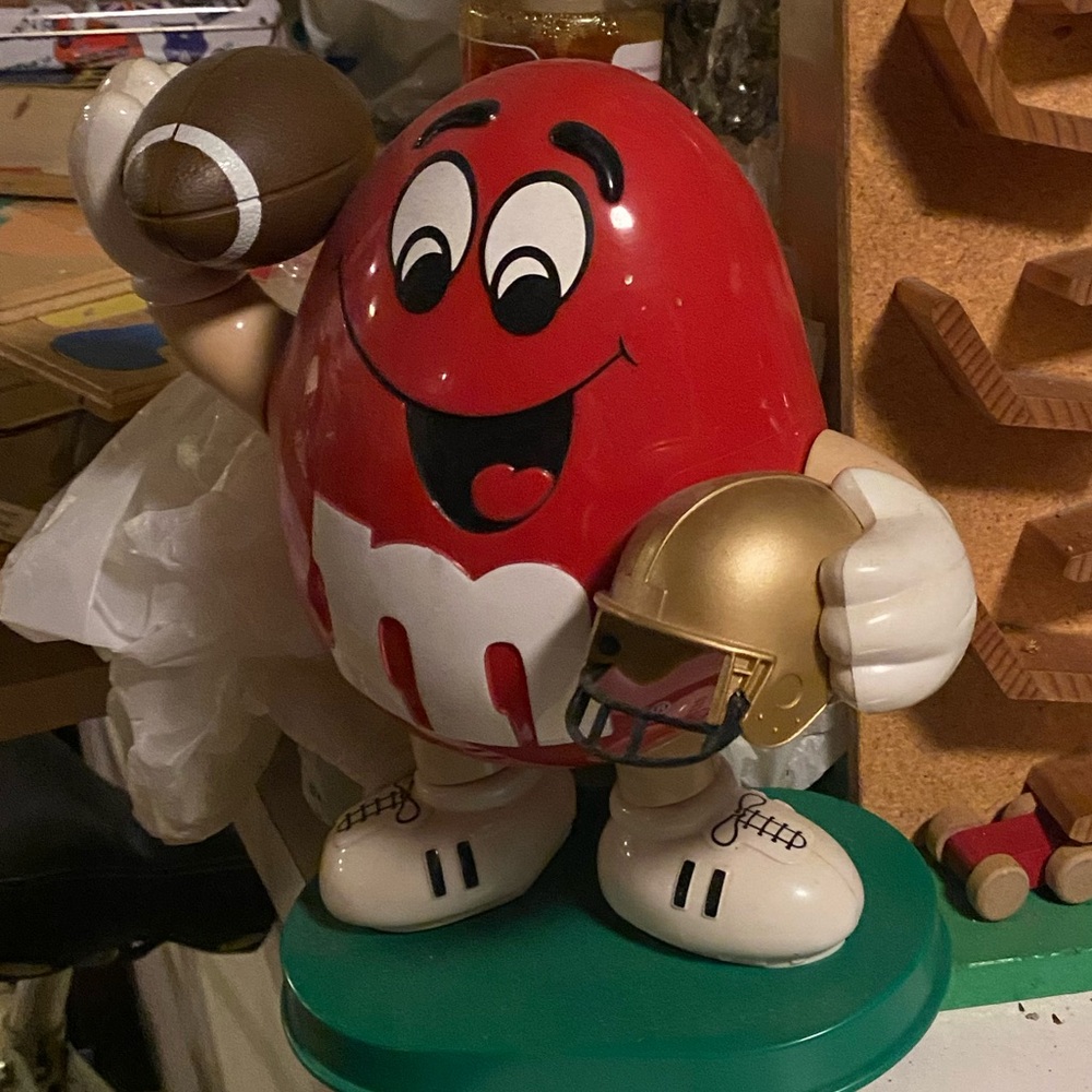 Red M&M's Football Figurine candy dispenser